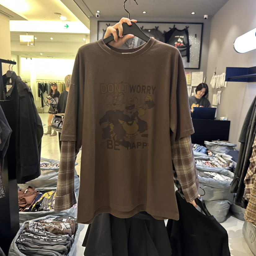 CREDITO韓國代購㊣女裝新品真品時尚職業熱賣長袖T恤假兩件CREDITO長袖T恤圖色1