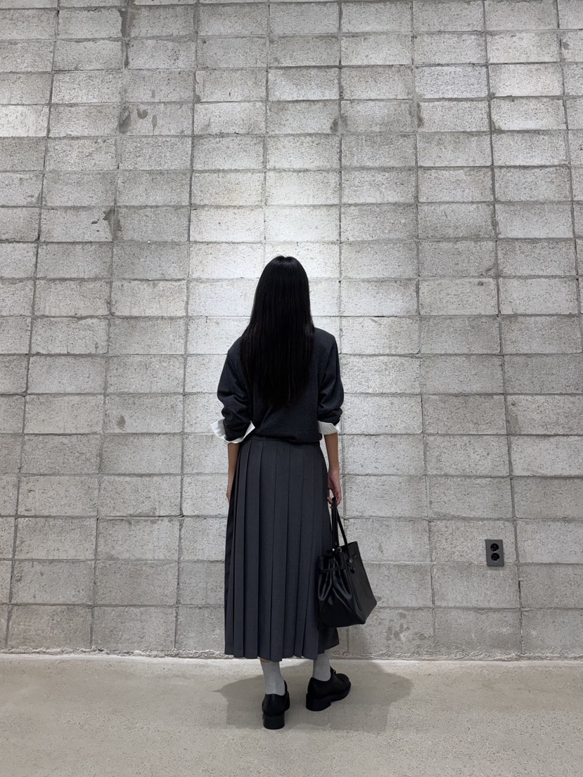 LIMLIMLIM韓國代購㊣女士新款職業人氣25秋冬推薦熱賣長裙褶皺LIM LIM LIM長裙