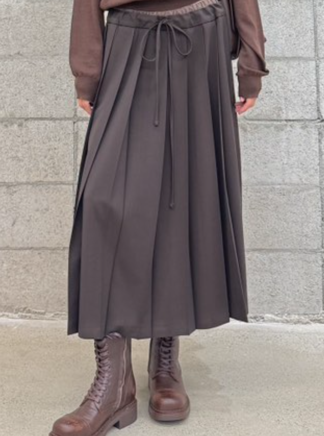 LIMLIMLIM韓國代購㊣女士新款職業人氣25秋冬推薦熱賣長裙褶皺LIM LIM LIM長裙圖色2棕色
