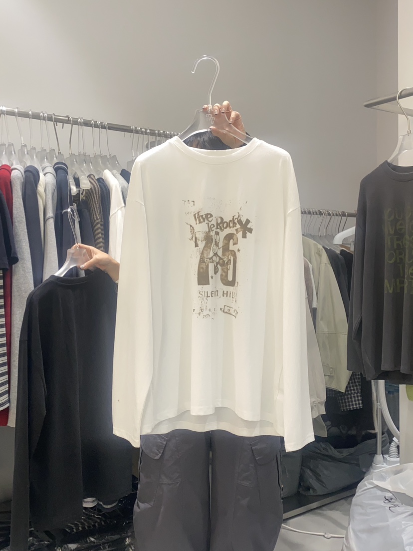 LOOKK韓國代購㊣女士新款25秋冬休閑時尚職業推薦真品長袖T恤LOOKK長袖T恤