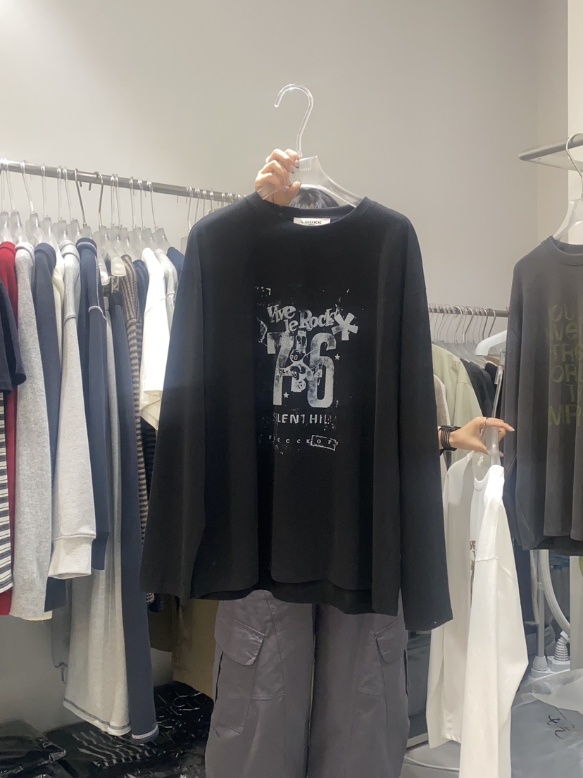 LOOKK韓國代購㊣女士新款25秋冬休閑時尚職業推薦真品長袖T恤LOOKK長袖T恤圖色2