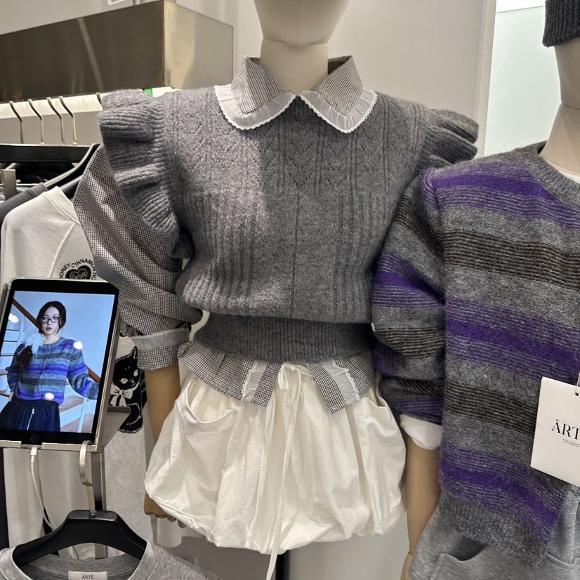 ARTE STUDIO東大門㊣直郵女裝新品推薦時尚真品針織衫荷葉邊ARTE STUDIO針織衫