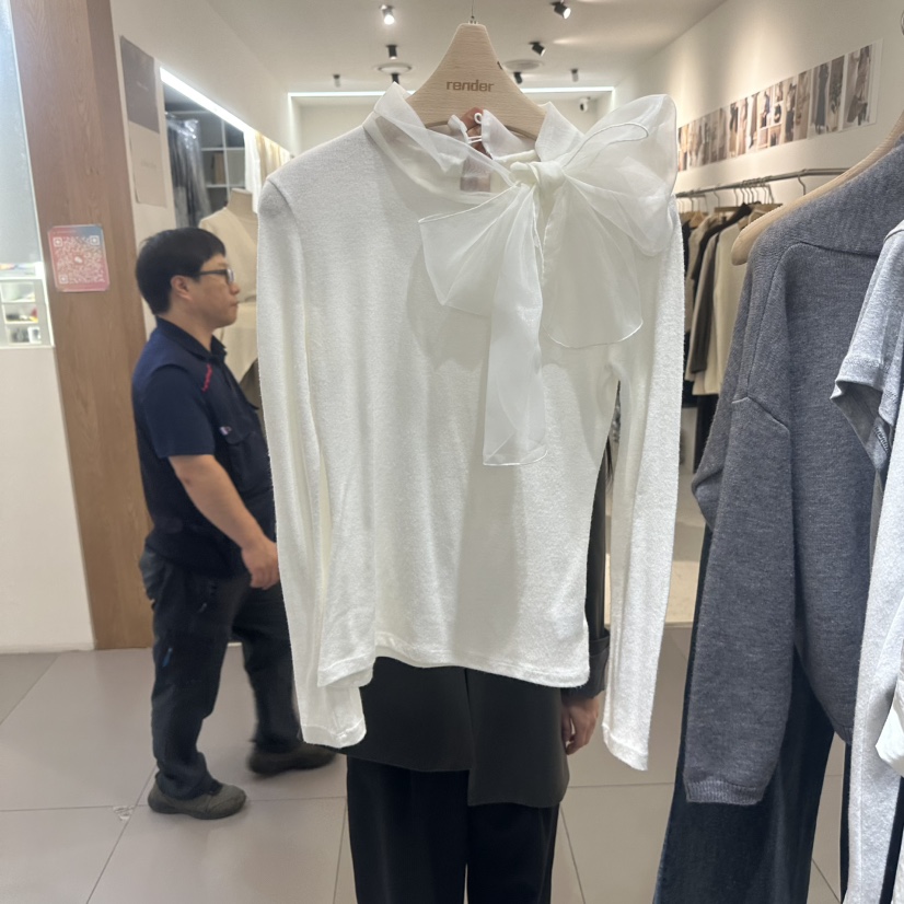 RENDER韓國代購㊣女士新款推薦熱賣休閑真品時尚長袖T恤歐根紗RENDER長袖T恤