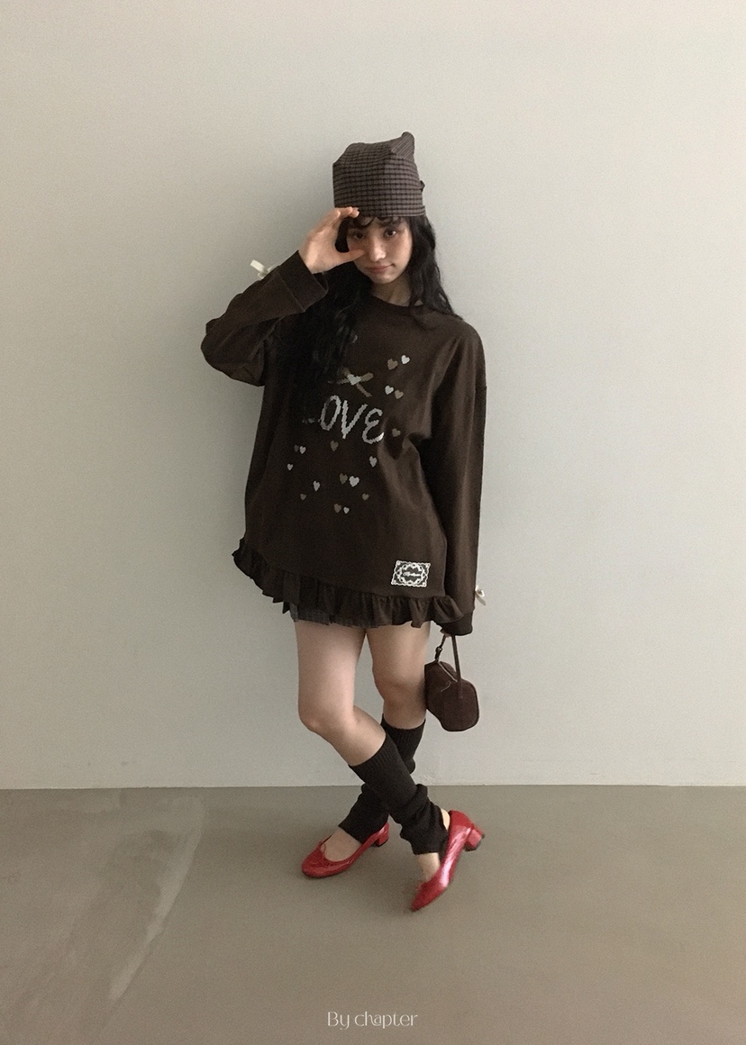 BY CHAPTER韓國直郵㊣女士新款時尚人氣25秋冬熱賣長袖T恤BY Chapter長袖T恤
