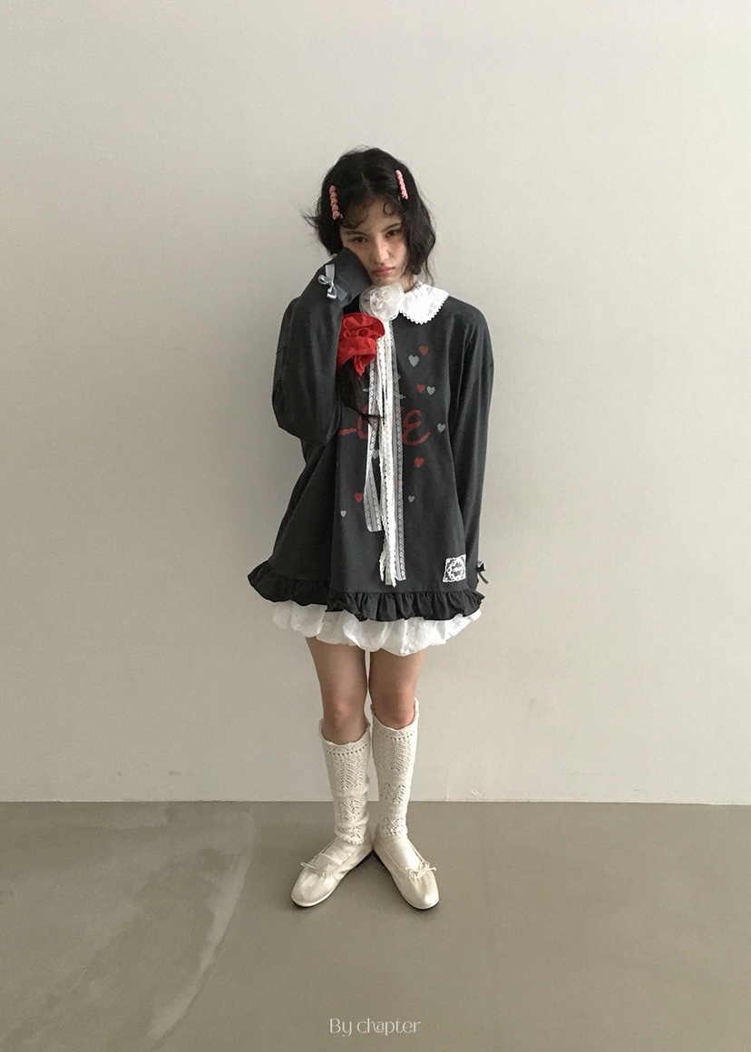 BY CHAPTER韓國直郵㊣女士新款時尚人氣25秋冬熱賣長袖T恤BY Chapter長袖T恤