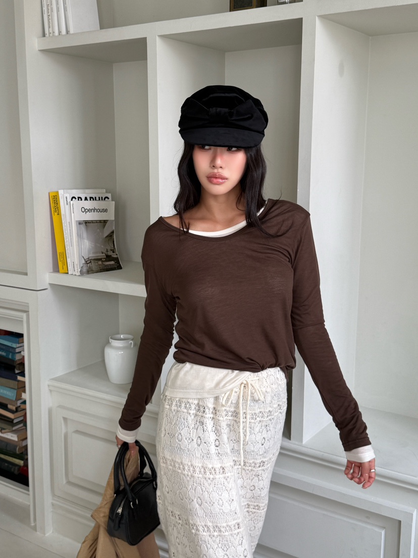 ORDINARYA東大門㊣直郵女裝新款推薦時尚25秋冬熱賣長袖T恤ROESMMOSS長袖T恤