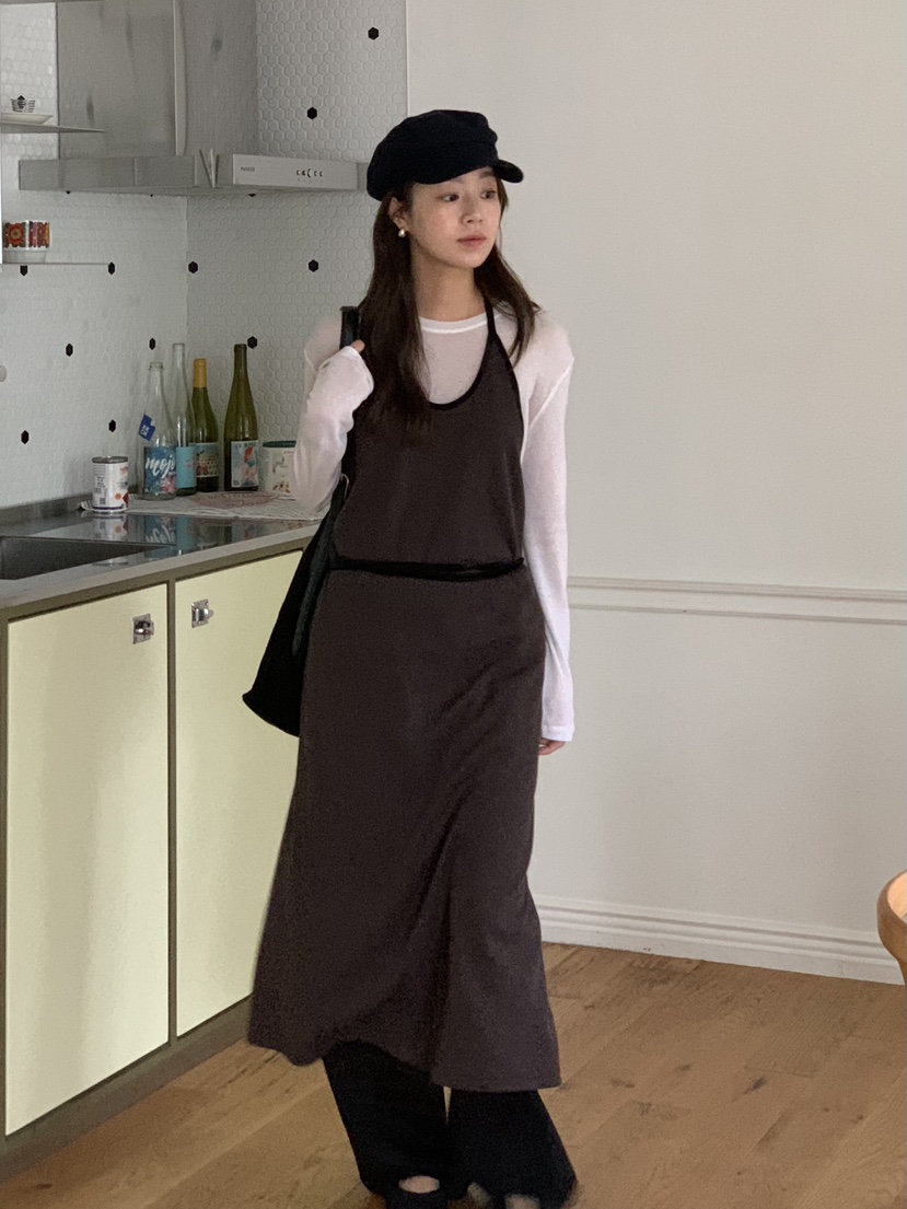 BAKING POWDER韓國代購㊣女士新品熱賣休閑職業連衣裙含腰繩BAKING POWDER連衣裙