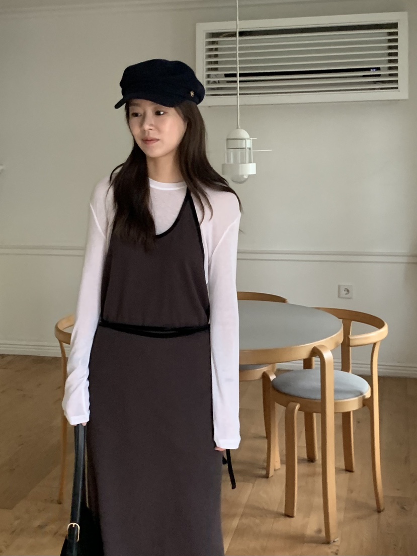 BAKING POWDER韓國代購㊣女士新品熱賣休閑職業連衣裙含腰繩BAKING POWDER連衣裙