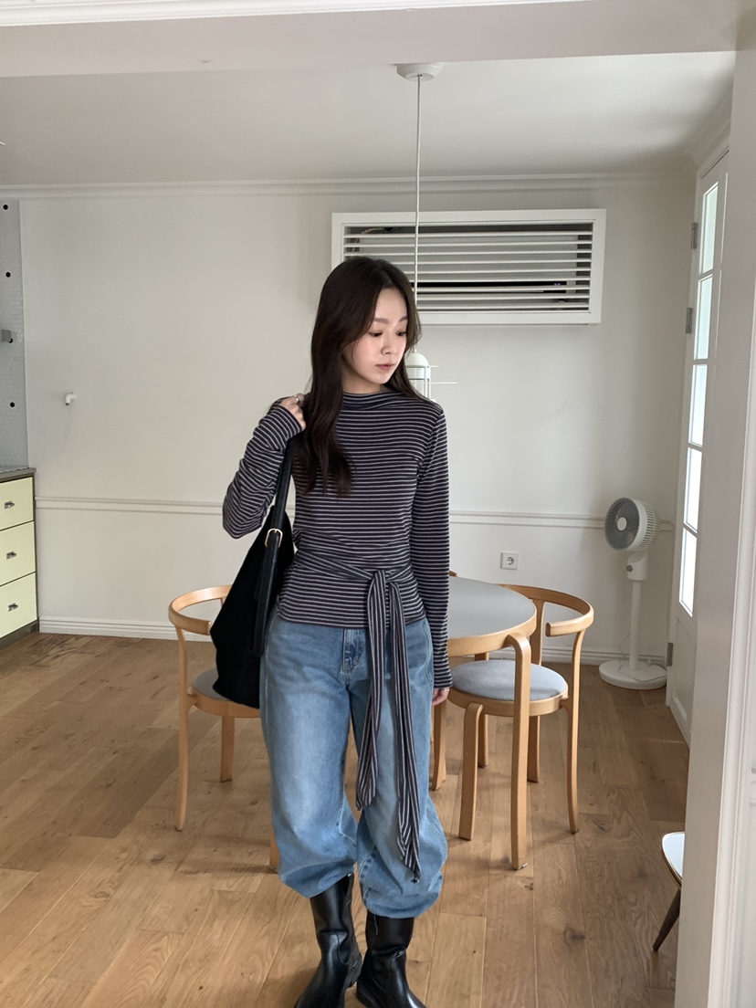 BAKING POWDER東大門㊣直郵女士新品職業推薦長袖T恤含脖帶BAKING POWDER長袖T恤