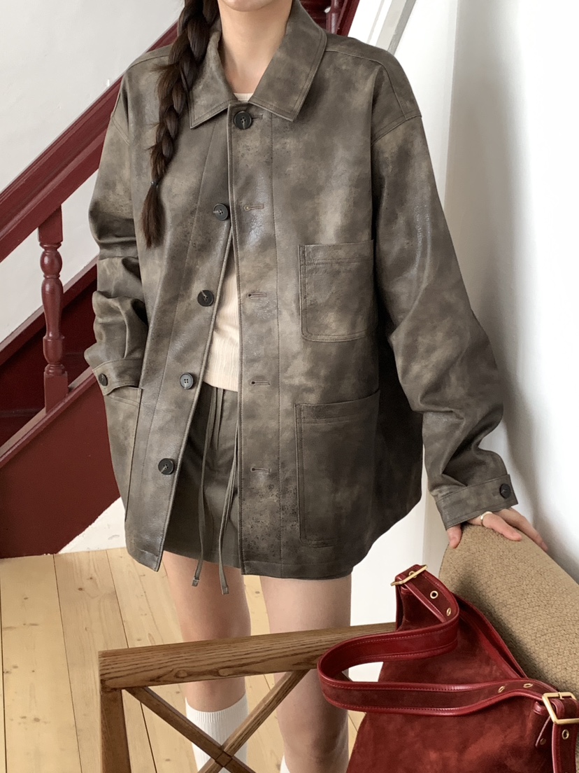 RE:OPENING韓國代購㊣女士新品推薦熱賣時尚真品人氣夾克皮革RE:OPENING夾克