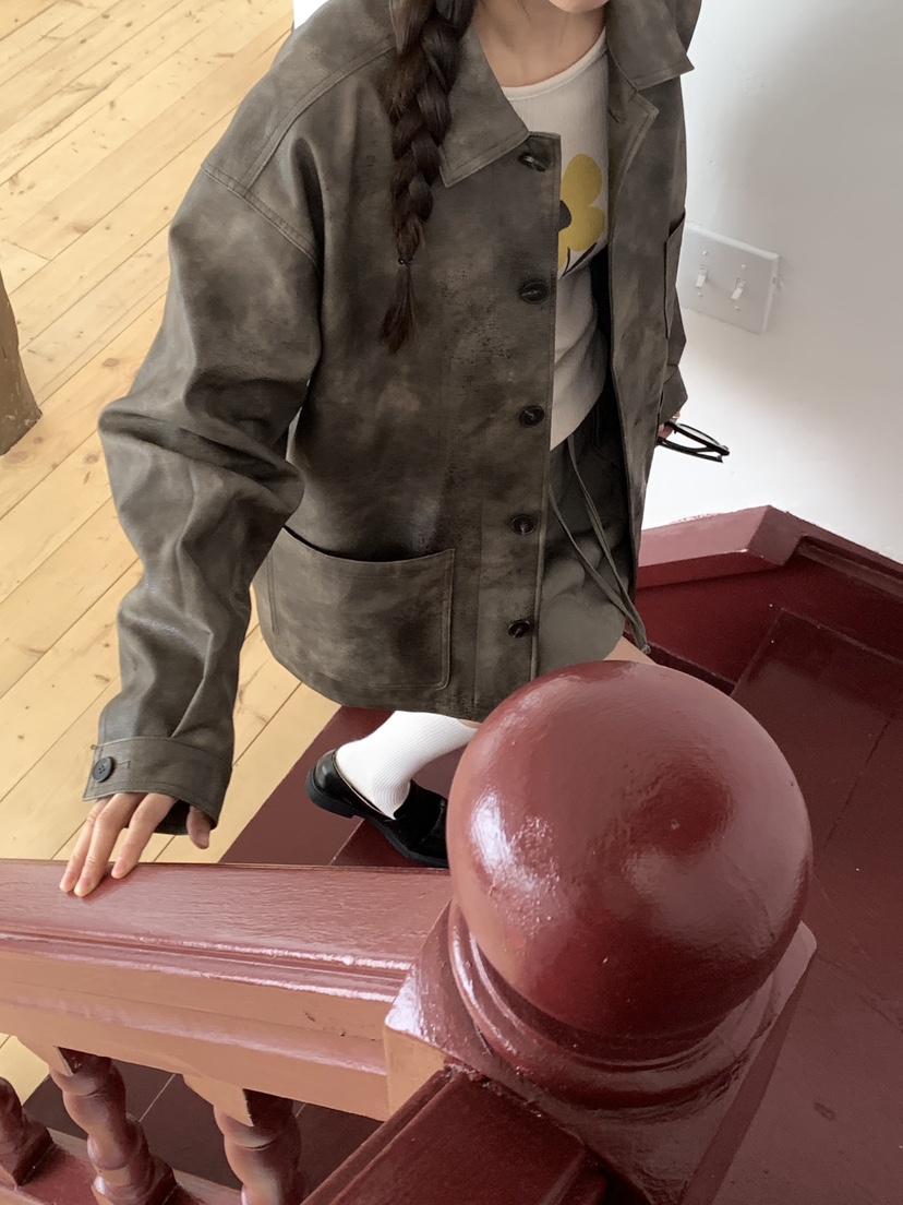RE:OPENING韓國代購㊣女士新品推薦熱賣時尚真品人氣夾克皮革RE:OPENING夾克