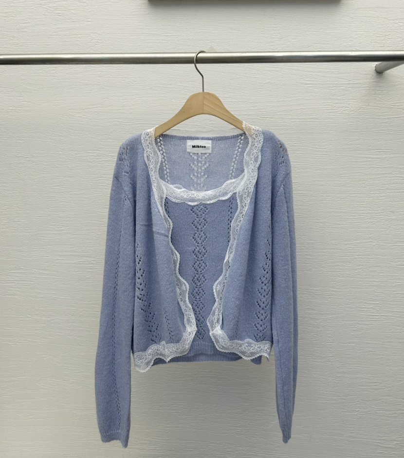 MILK TEA韓國直郵㊣女裝新品職業休閑推薦時尚套裝羊毛開衫MILK TEA套裝圖色3