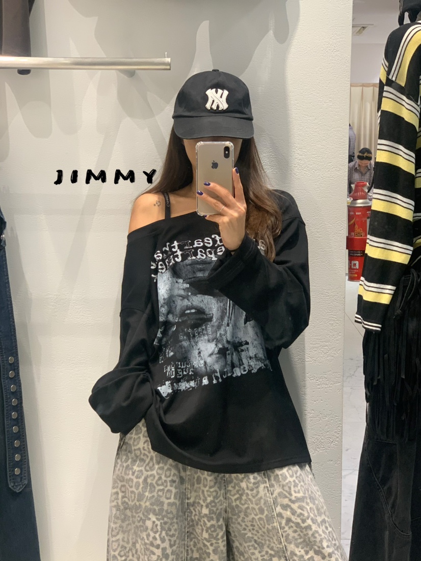 JIMMY韓國代購㊣女士新款推薦休閑人氣熱賣職業時尚長袖T恤JIMMY/REMAKE長袖T恤