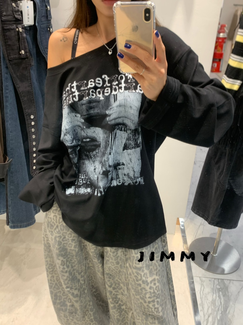 JIMMY韓國代購㊣女士新款推薦休閑人氣熱賣職業時尚長袖T恤JIMMY/REMAKE長袖T恤