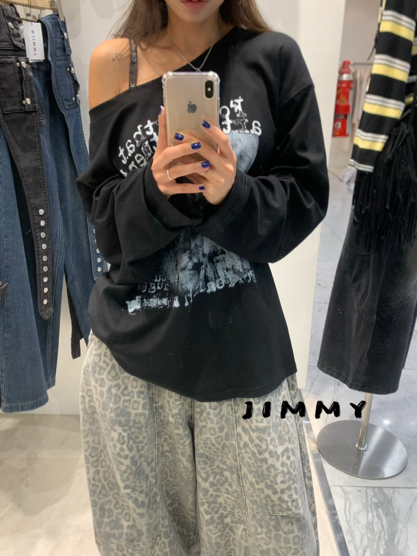 JIMMY韓國代購㊣女士新款推薦休閑人氣熱賣職業時尚長袖T恤JIMMY/REMAKE長袖T恤