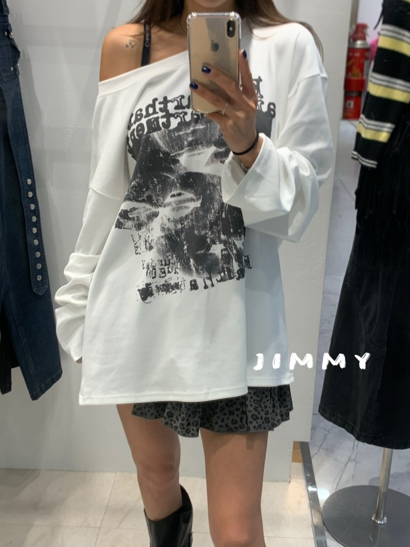 JIMMY韓國代購㊣女士新款推薦休閑人氣熱賣職業時尚長袖T恤JIMMY/REMAKE長袖T恤