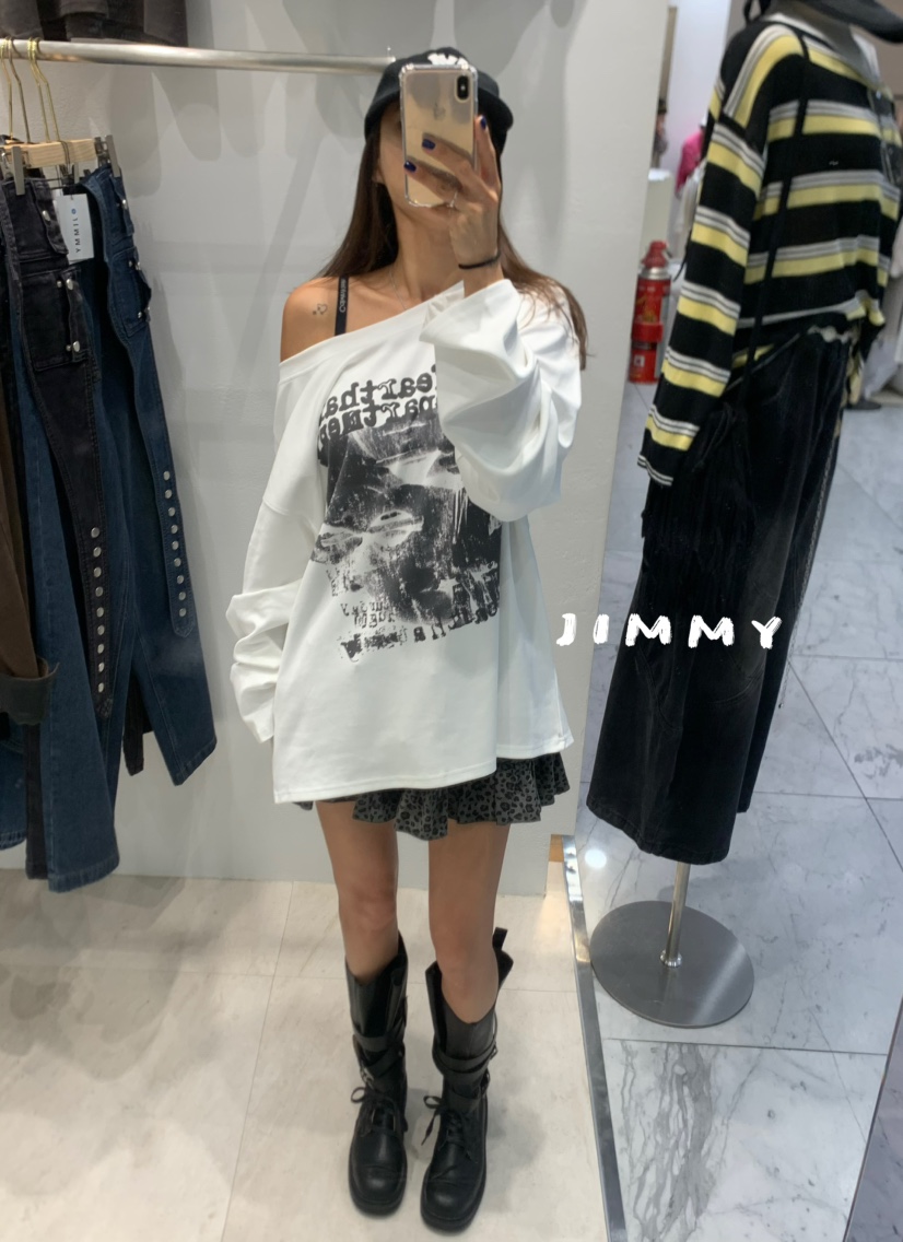 JIMMY韓國代購㊣女士新款推薦休閑人氣熱賣職業時尚長袖T恤JIMMY/REMAKE長袖T恤