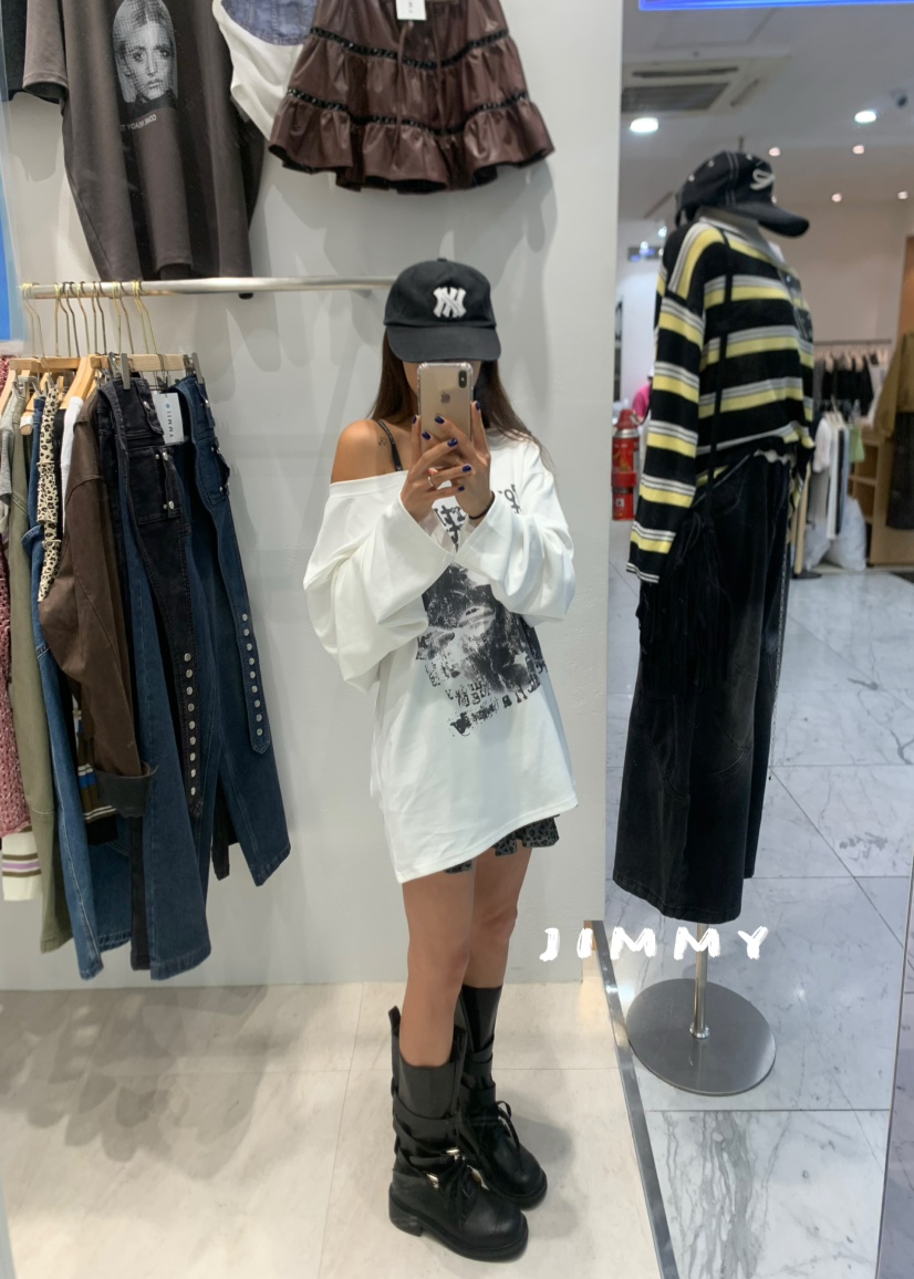 JIMMY韓國代購㊣女士新款推薦休閑人氣熱賣職業時尚長袖T恤JIMMY/REMAKE長袖T恤