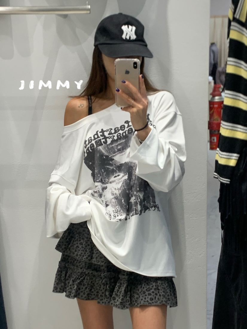 JIMMY韓國代購㊣女士新款推薦休閑人氣熱賣職業時尚長袖T恤JIMMY/REMAKE長袖T恤