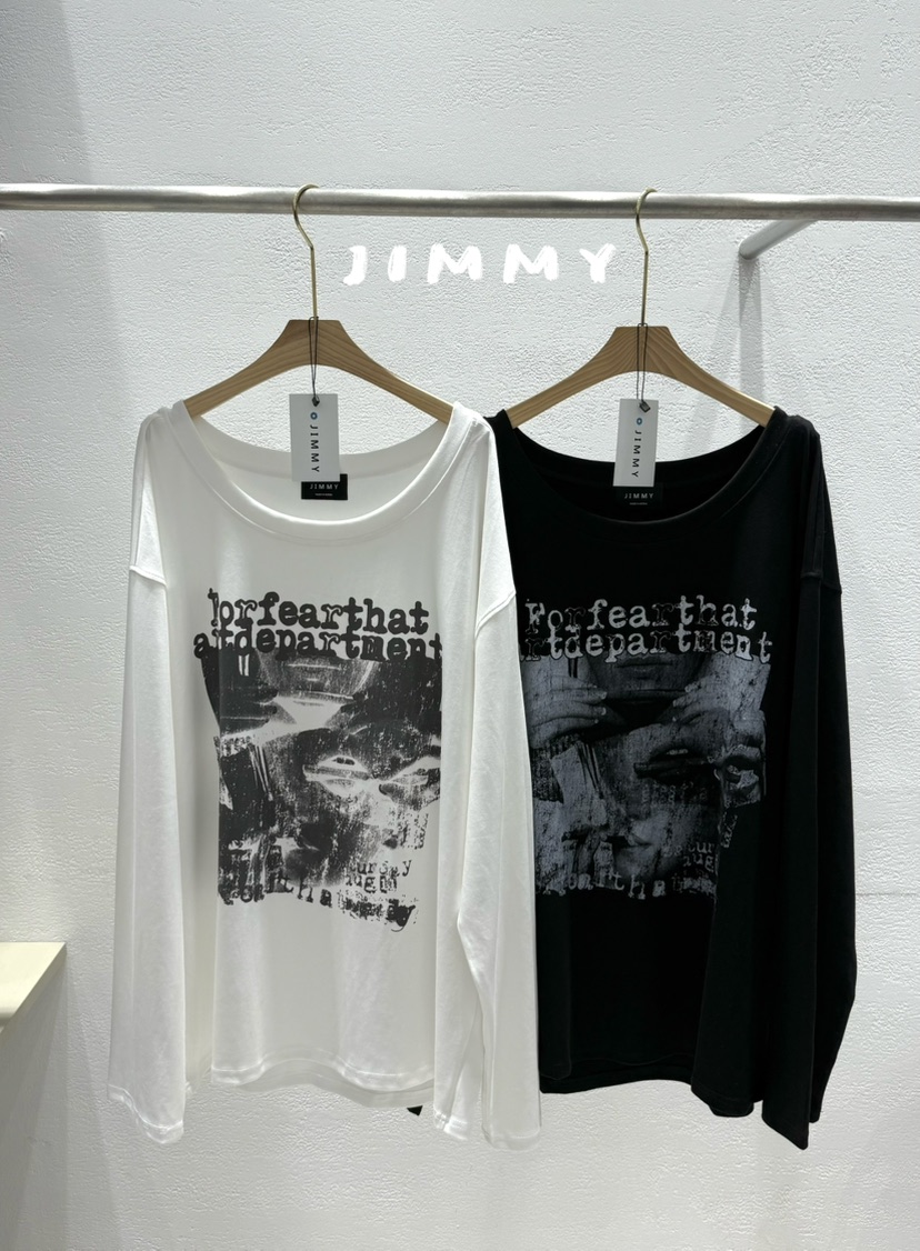 JIMMY韓國代購㊣女士新款推薦休閑人氣熱賣職業時尚長袖T恤JIMMY/REMAKE長袖T恤圖色2左二色