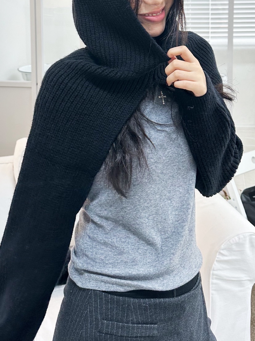 NICEALICE韓國代購㊣女裝新品熱賣人氣25秋冬針織衫連帽衫短款NICEALICE針織衫圖色3