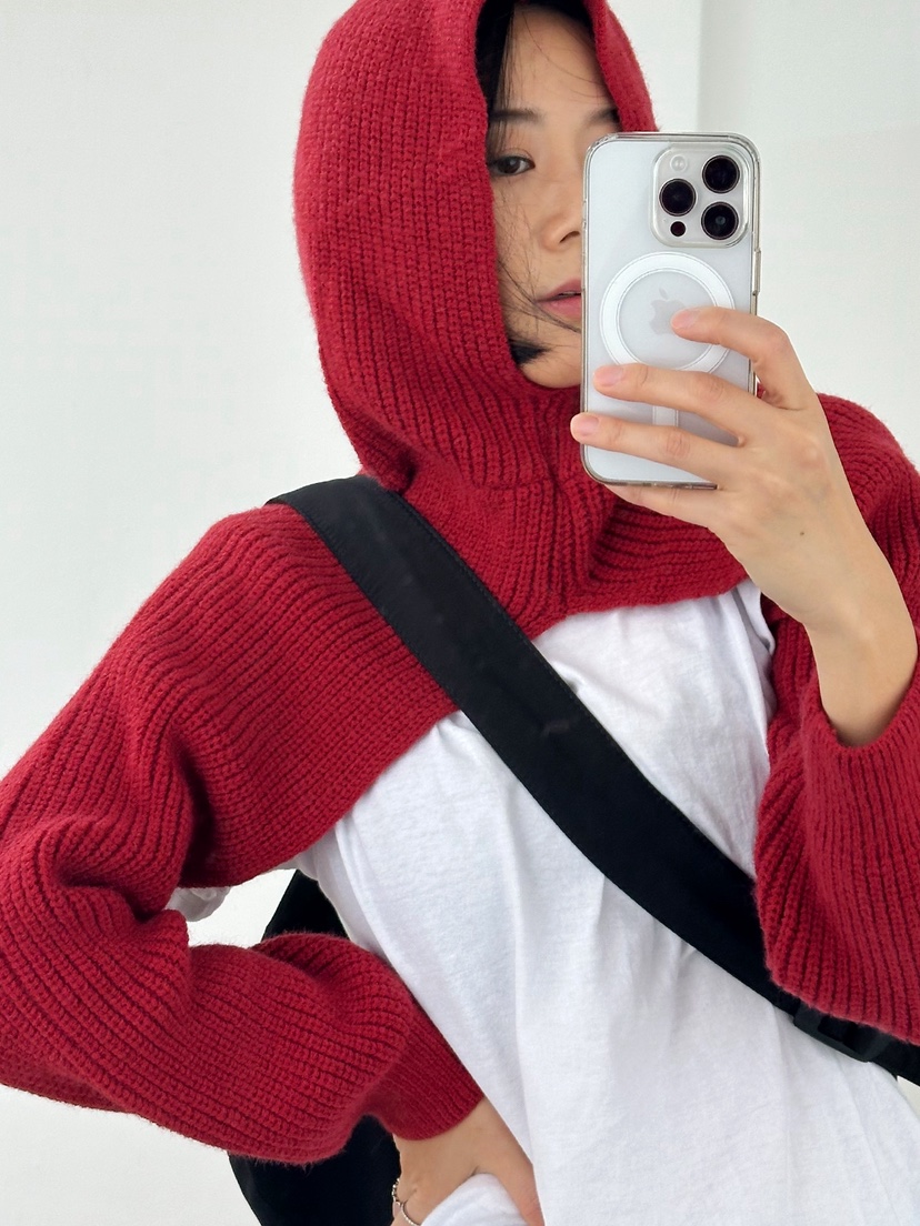 NICEALICE韓國代購㊣女裝新品熱賣人氣25秋冬針織衫連帽衫短款NICEALICE針織衫圖色4