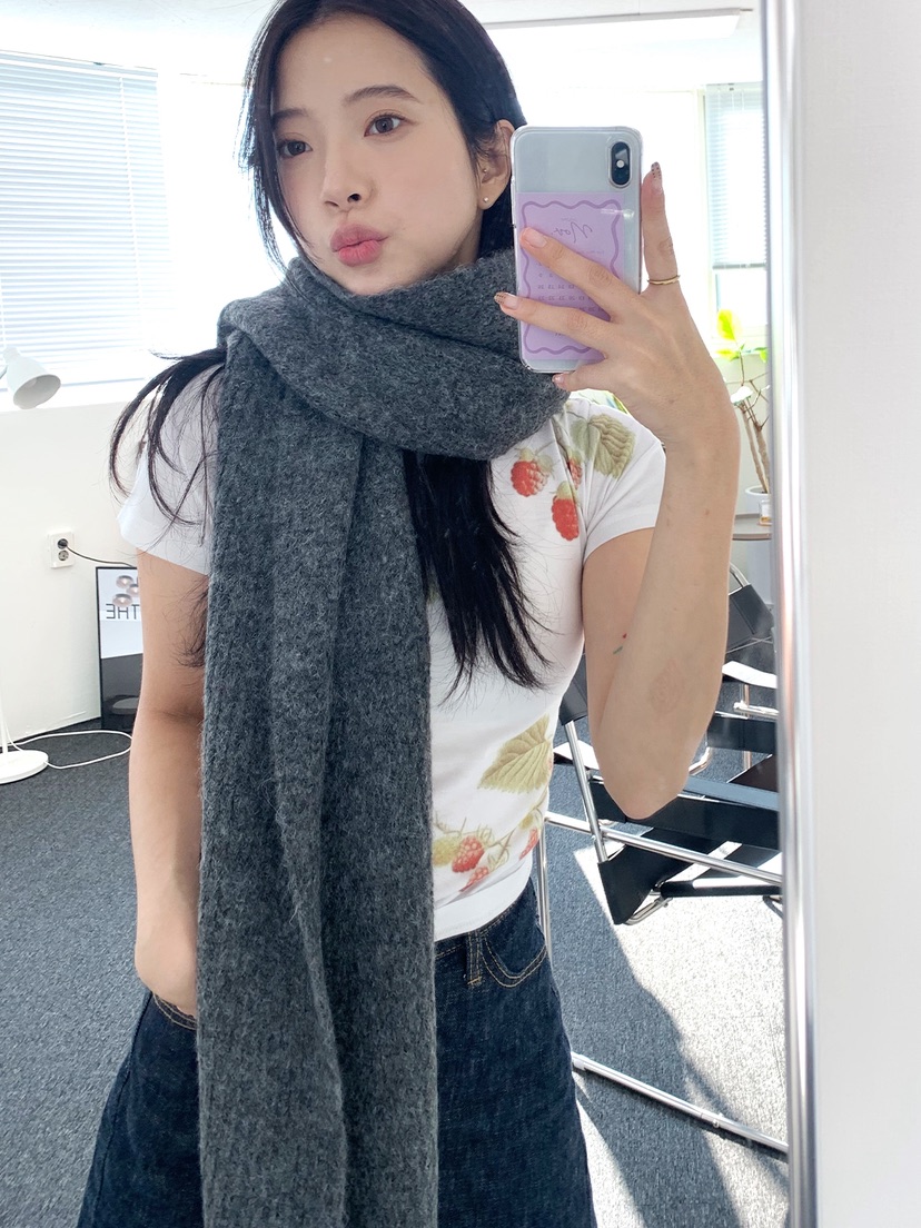 NICEALICE東大門㊣代購女裝新品真品推薦時尚25秋冬圍巾披肩羊絨NICEALICE圍巾/披肩圖色1