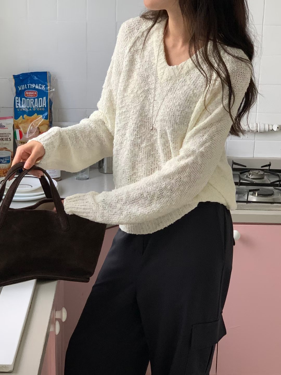 LOWELL東大門㊣實拍女士新款職業推薦時尚人氣熱賣25秋冬針織衫LOWELL針織衫圖色1