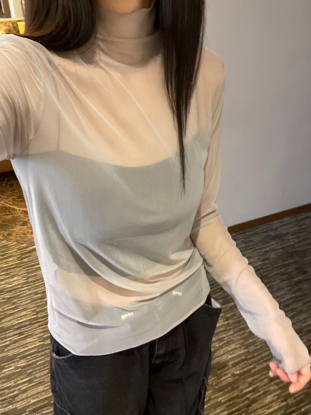 IMMENSE韓國直郵㊣女士新款25秋冬熱賣時尚休閑長袖T恤透明IMMENSE長袖T恤