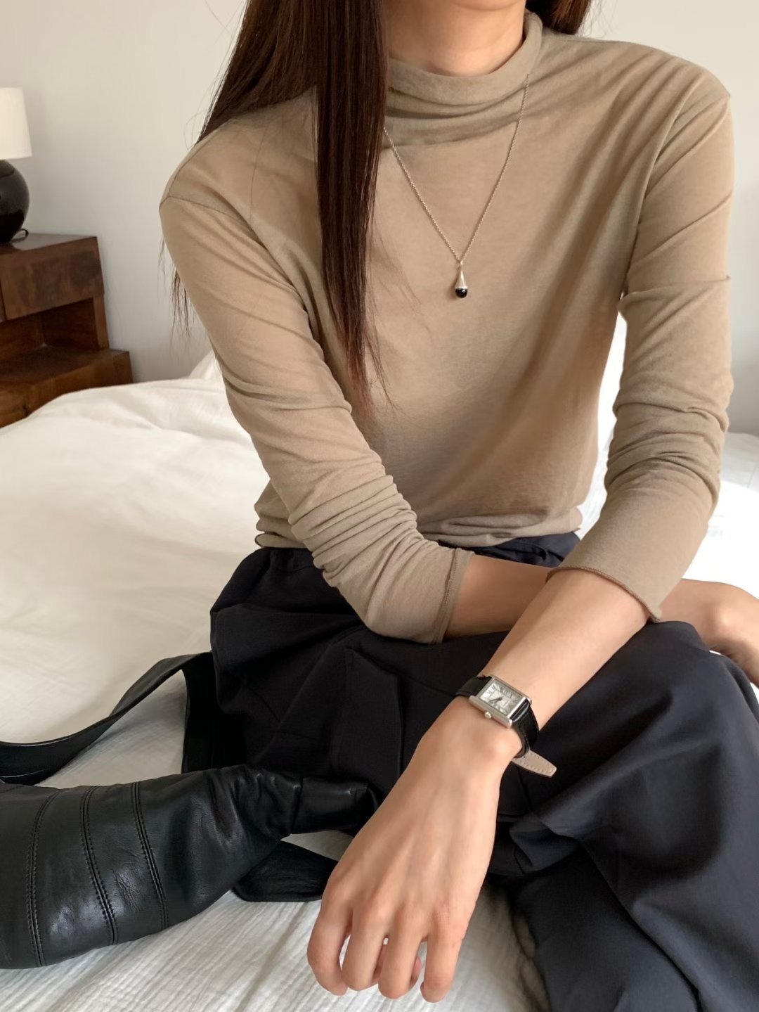 LOWELL韓國直郵㊣女裝新品休閑25秋冬熱賣時尚職業推薦長袖T恤LOWELL長袖T恤圖色2