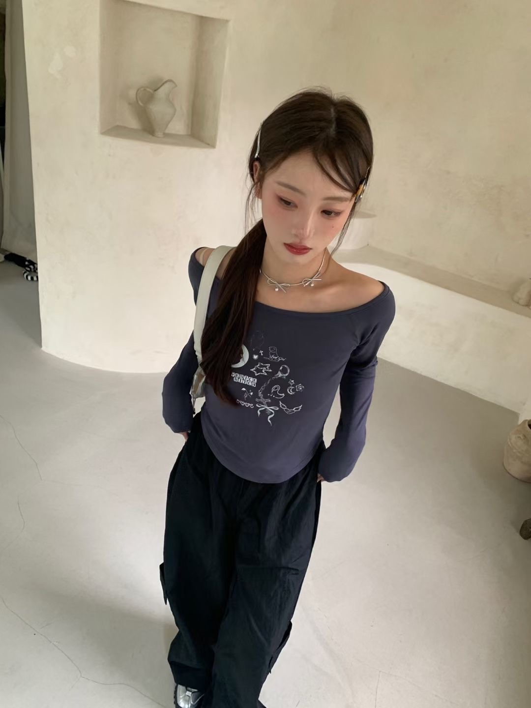 THEFLEX東大門㊣實拍女裝新款25秋冬職業推薦熱賣休閑長袖T恤THEFLEX長袖T恤