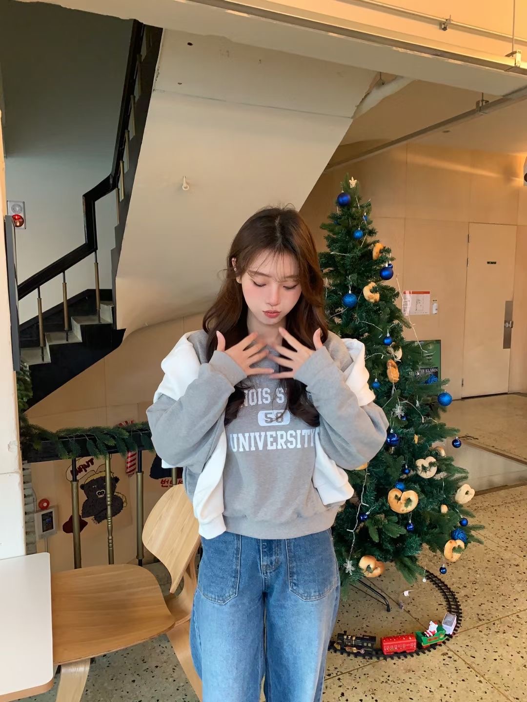 THEFLEX韓國直郵㊣女士新款25秋冬休閑推薦熱賣衛衣不含披肩THEFLEX衛衣圖色2