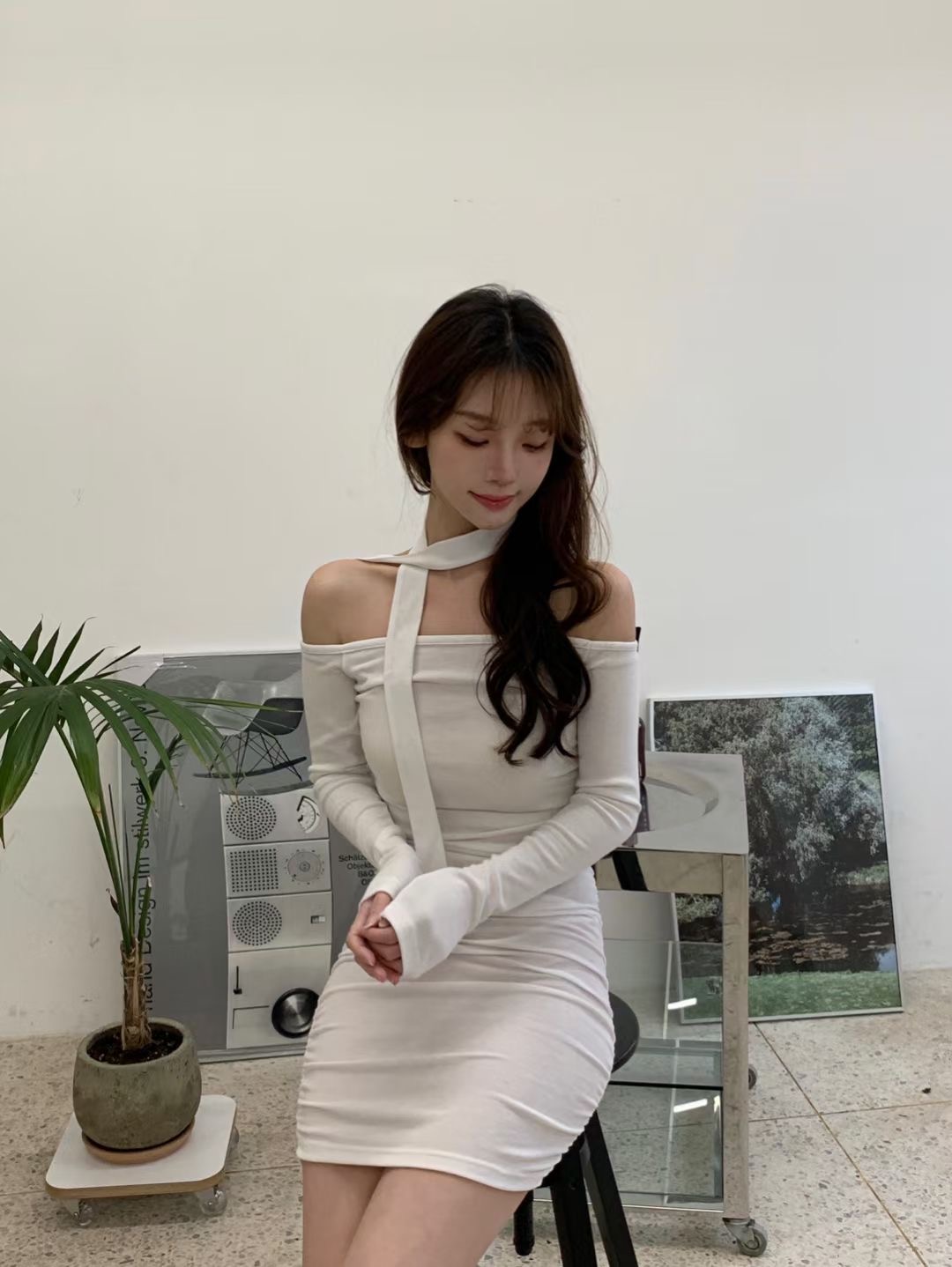 THEFLEX東大門㊣實拍女裝新品熱賣人氣職業25秋冬連衣裙含脖帶THEFLEX連衣裙
