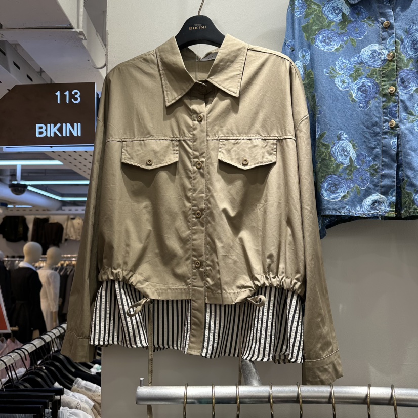 BIKINI韓國直郵㊣女裝新款休閑真品推薦25秋冬熱賣襯衫蕾絲衫BIKINI襯衫/蕾絲衫