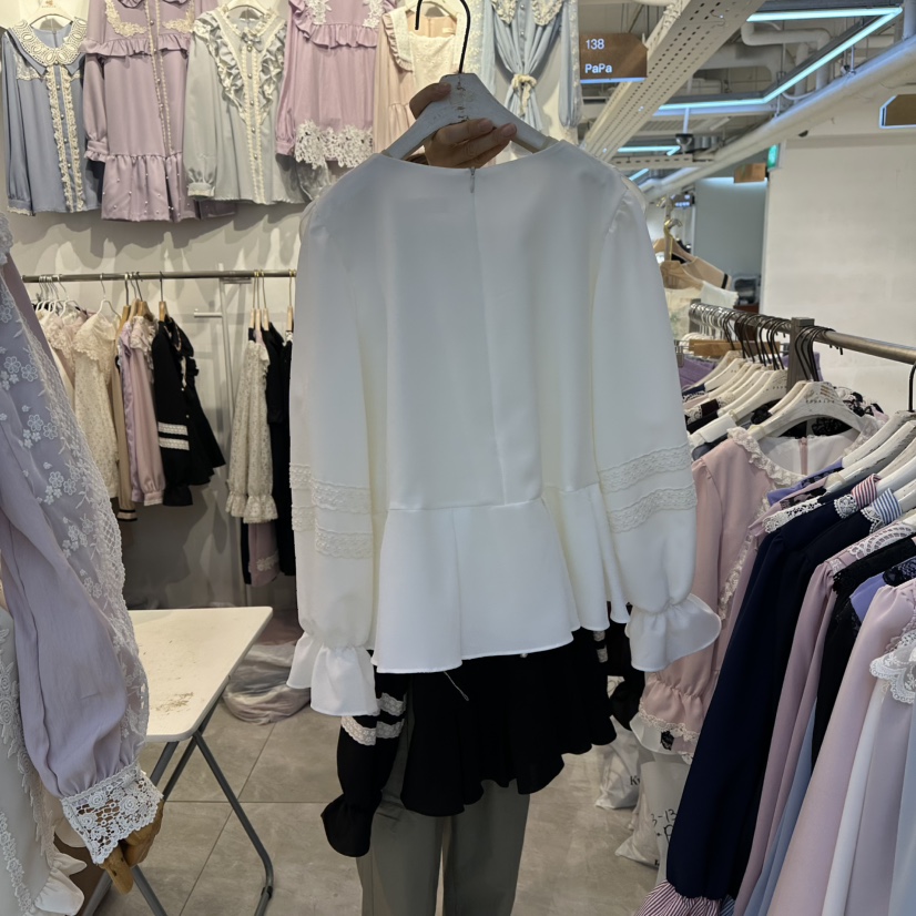 PAPA東大門㊣實拍女士新品人氣25秋冬真品休閑熱賣襯衫蕾絲衫PAPA襯衫/蕾絲衫