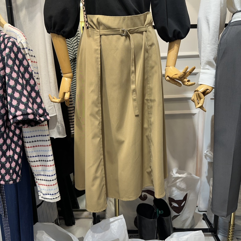 BUTTU東大門㊣實拍女士新品時尚真品職業人氣休閑長裙喇叭腰帶10 O CLOCK/Buttu長裙