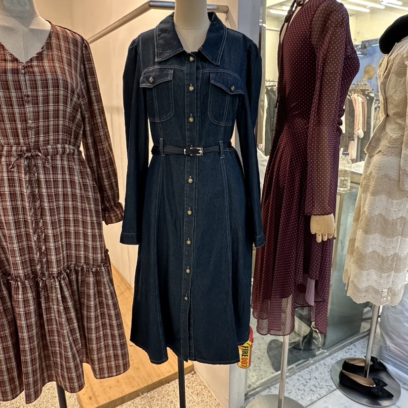 BIKINI韓國代購㊣女裝新品職業推薦真品休閑時尚連衣裙含腰帶BIKINI連衣裙圖色1