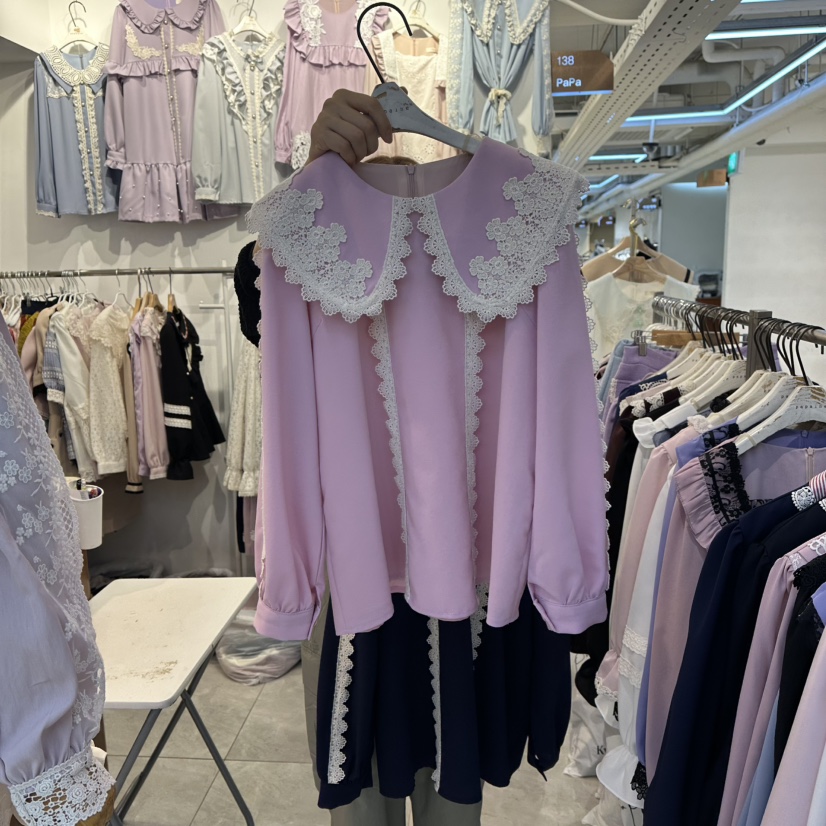 PAPA韓國直郵㊣女士新品真品推薦時尚休閑職業25秋冬襯衫蕾絲衫PAPA襯衫/蕾絲衫圖色1