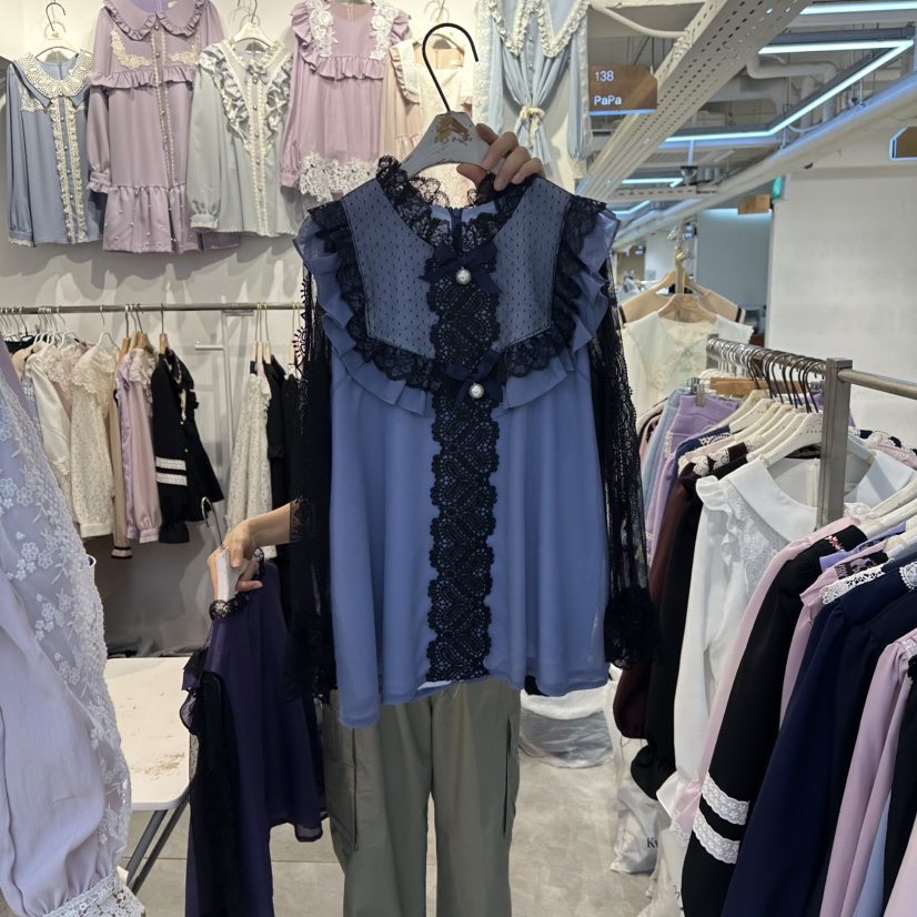 PAPA東大門㊣代購女士新品推薦真品人氣25秋冬熱賣襯衫蕾絲衫PAPA襯衫/蕾絲衫圖色2