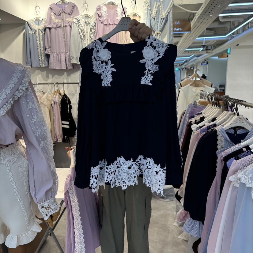 PAPA東大門㊣直郵女裝新品真品時尚休閑推薦熱賣襯衫蕾絲衫PAPA襯衫/蕾絲衫圖色2