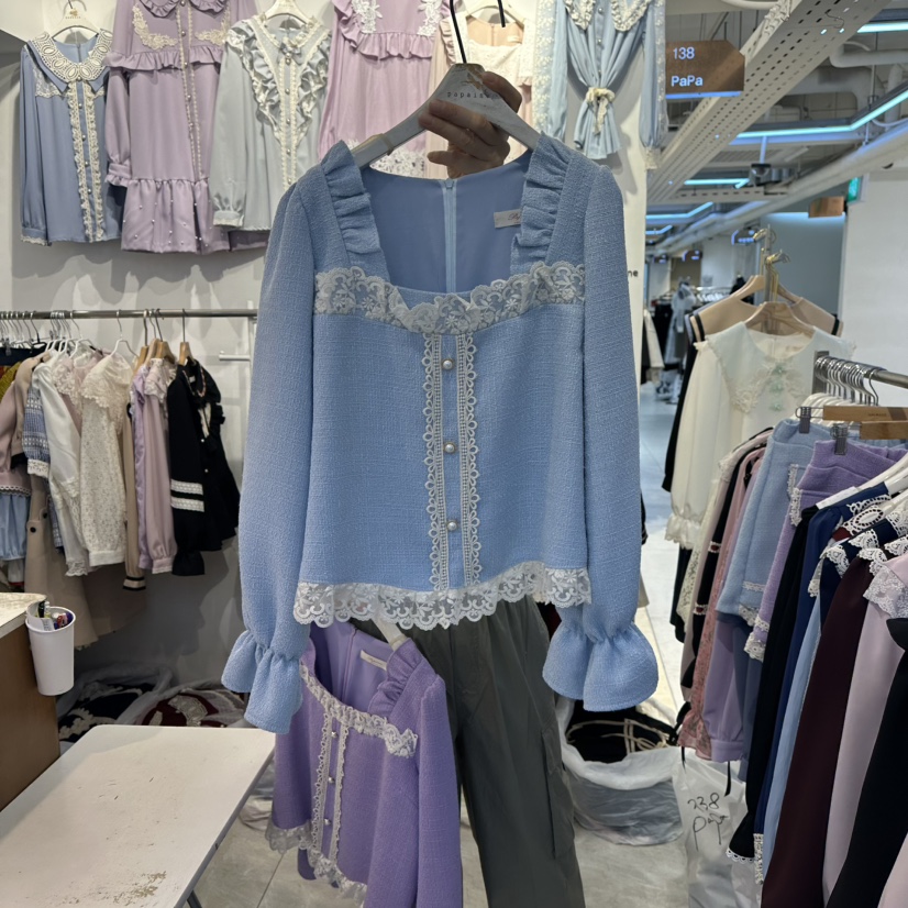 PAPA韓國代購㊣女裝新品人氣真品熱賣推薦時尚休閑襯衫蕾絲衫PAPA襯衫/蕾絲衫圖色1