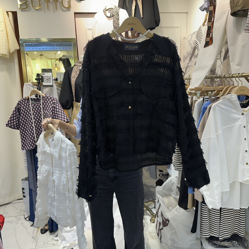 BUTTU東大門㊣代購女士新品人氣休閑真品職業時尚襯衫蕾絲衫10 O CLOCK/Buttu襯衫/蕾絲衫圖色2