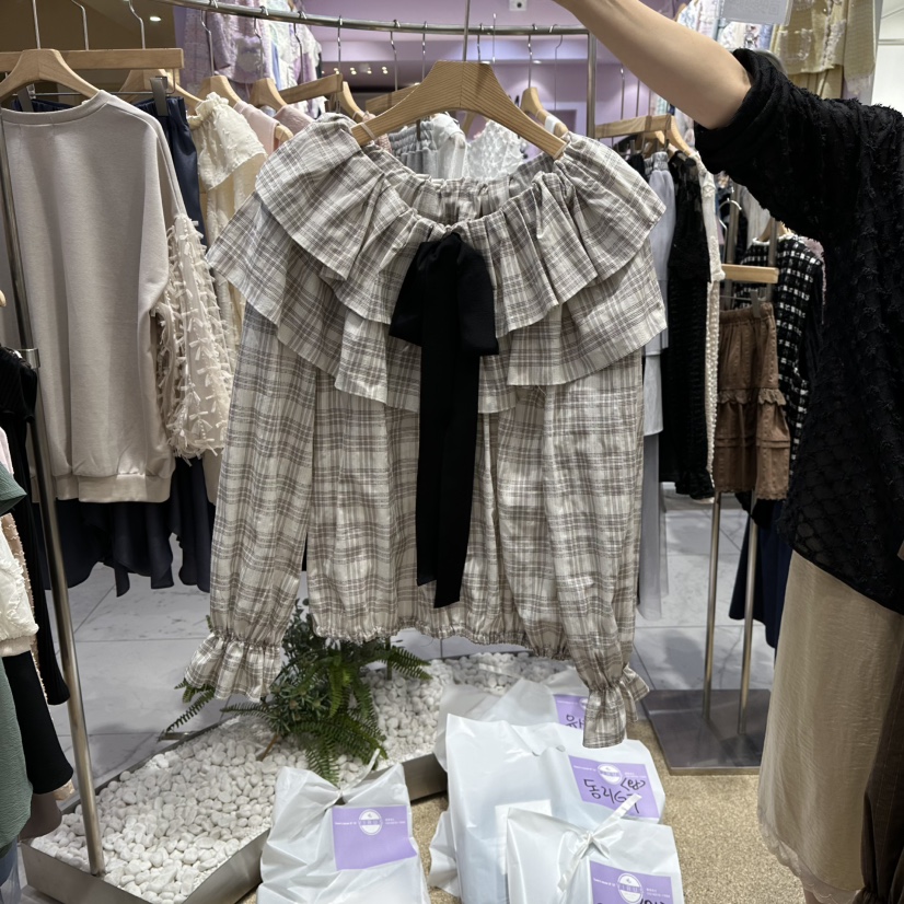 VIRUS東大門㊣直郵女士新品真品推薦時尚熱賣襯衫蕾絲衫格紋VIRUS襯衫/蕾絲衫圖色1