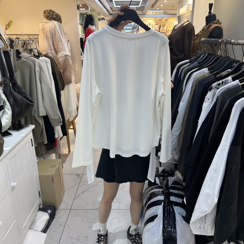 BAKHA韓國直郵㊣女裝新品時尚職業熱賣推薦長袖T恤假兩件透明BAKHA長袖T恤