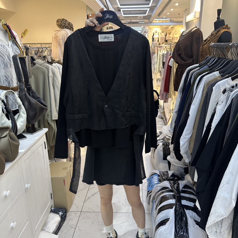 BAKHA韓國直郵㊣女裝新品時尚職業熱賣推薦長袖T恤假兩件透明BAKHA長袖T恤圖色3