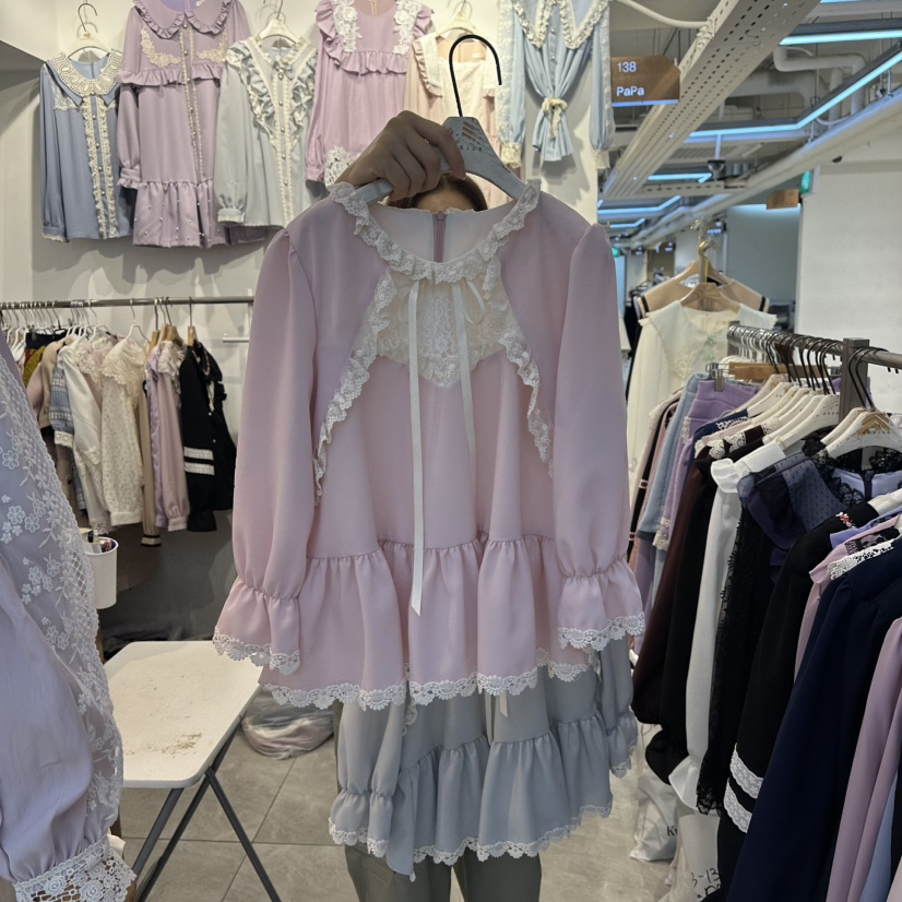 PAPA東大門㊣直郵女裝新品休閑時尚25秋冬熱賣職業襯衫蕾絲衫PAPA襯衫/蕾絲衫圖色1