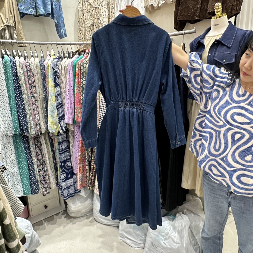 BIKINI東大門㊣實拍女士新款真品職業熱賣25秋冬連衣裙腰帶BIKINI連衣裙