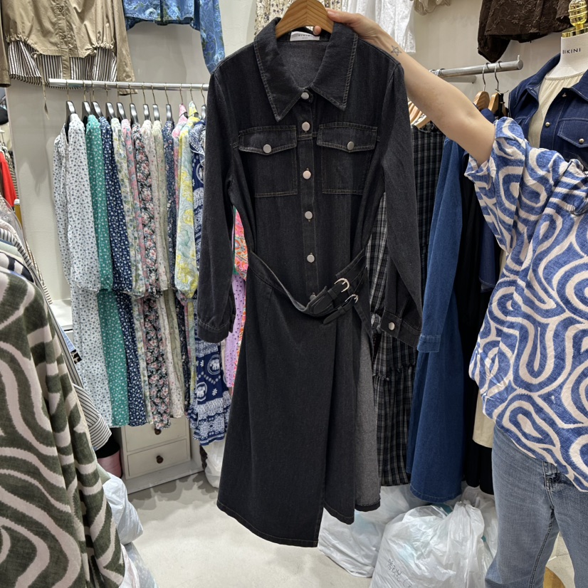 BIKINI東大門㊣實拍女士新款真品職業熱賣25秋冬連衣裙腰帶BIKINI連衣裙圖色2