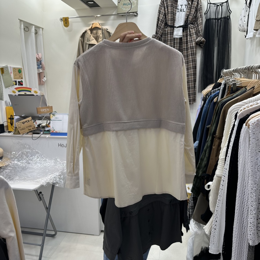 HOJAE東大門㊣實拍女裝新款真品熱賣職業推薦襯衫蕾絲衫圓領MID-LEVEL JUMP襯衫/蕾絲衫