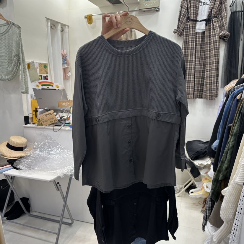 HOJAE東大門㊣實拍女裝新款真品熱賣職業推薦襯衫蕾絲衫圓領MID-LEVEL JUMP襯衫/蕾絲衫圖色3